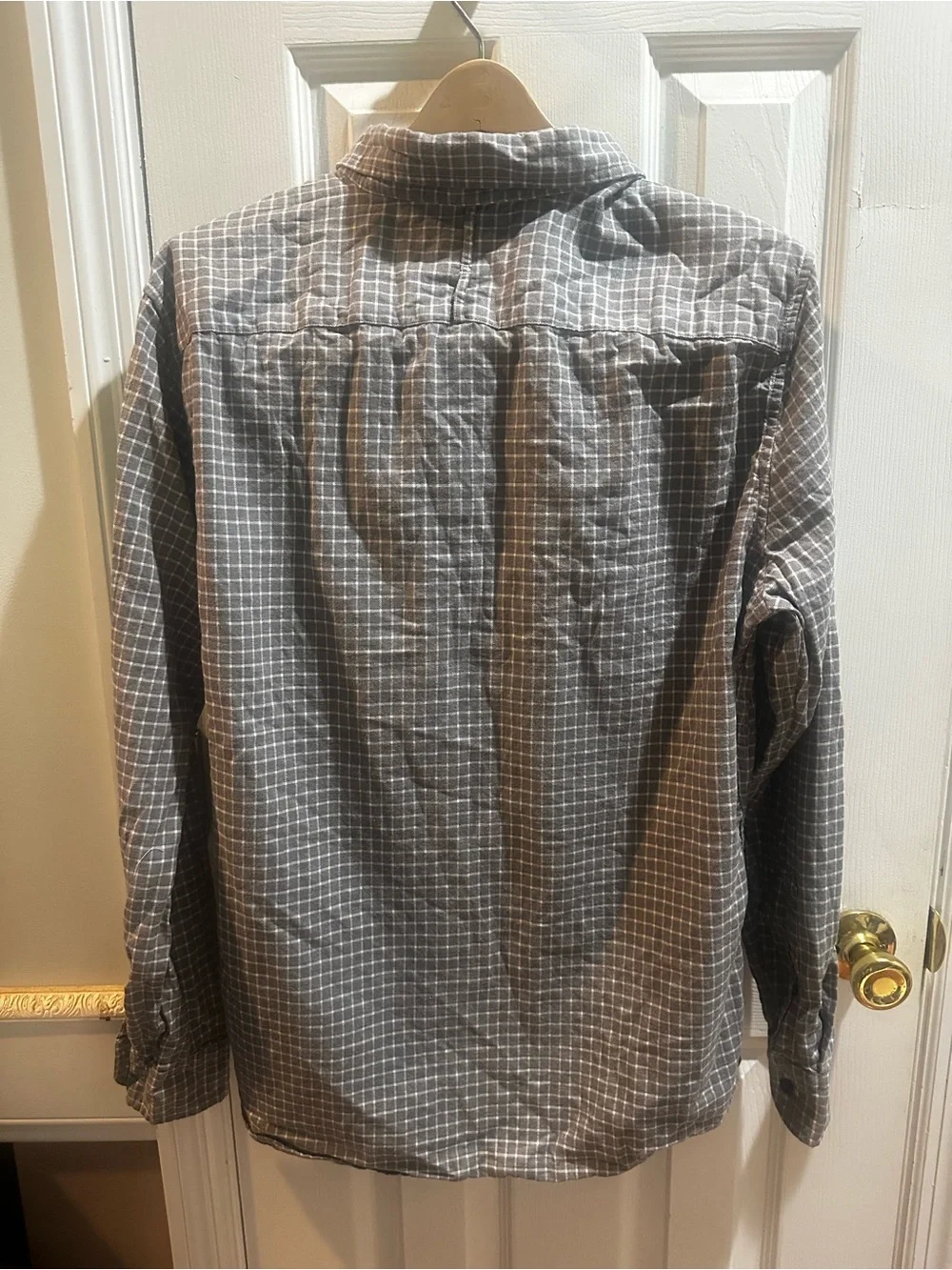 Banana Republic Luxe Flannel Slim Fit Gray Checked Long Sleeve Button Up Large‎